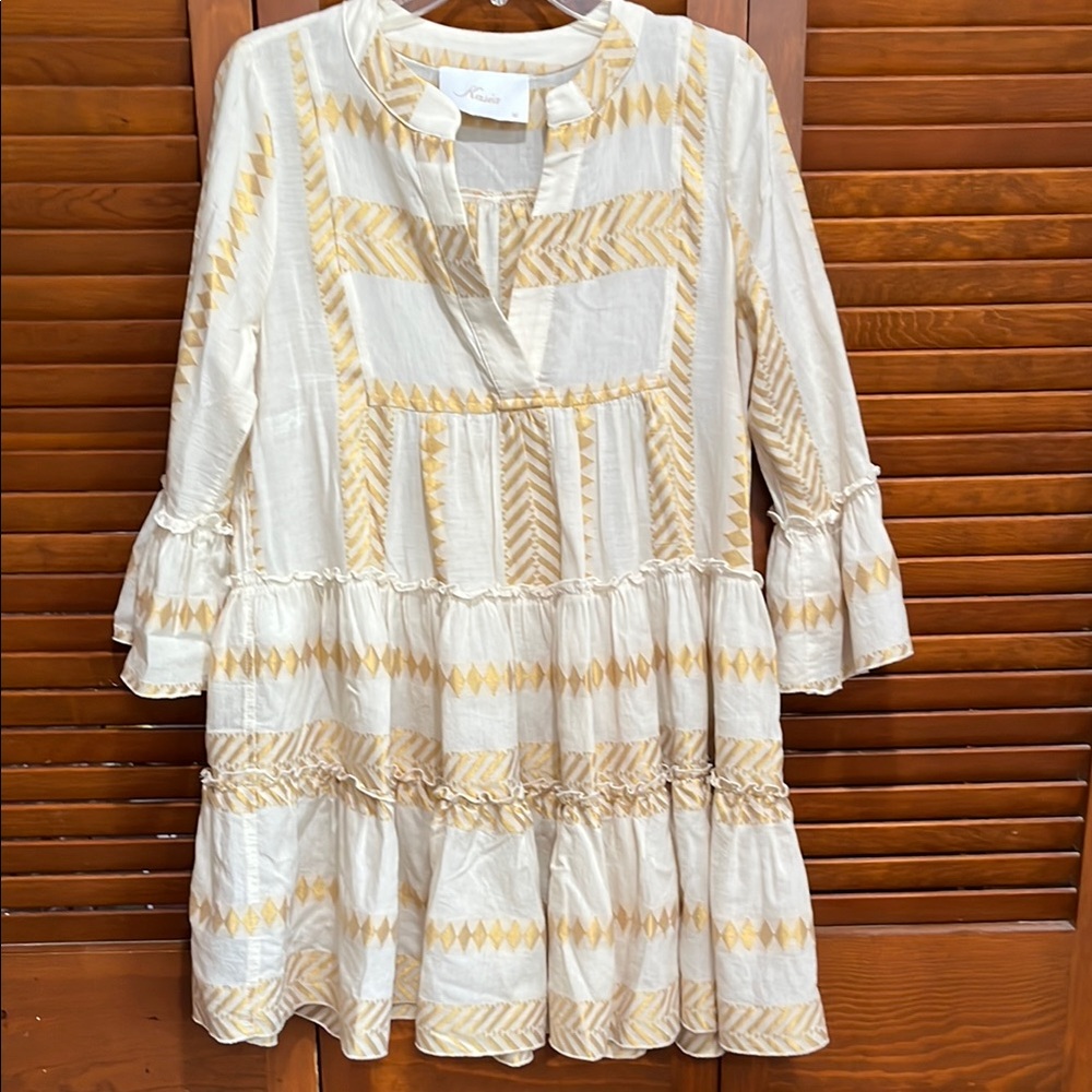 Elegant Cream and Gold Women's Dress